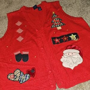 C5❤️🔹️Basic Editions Red Festive Vest